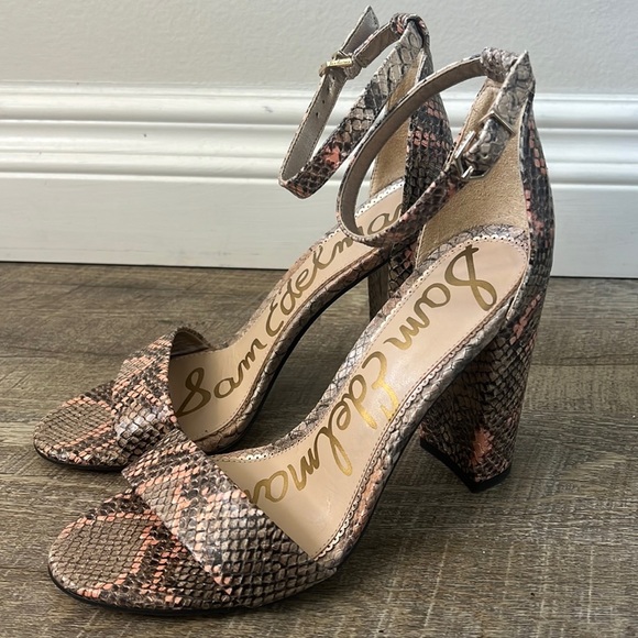 Sam Edelman Yaro Snake Print Ankle Strap Heels Size